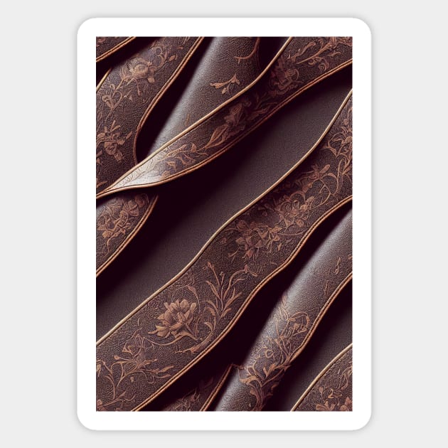 Dark Brown Ornamental Leather Stripes, natural and ecological leather print #55 Sticker by Endless-Designs